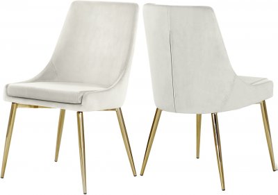 Karina Dining Chair 783 Set of 2 Cream Velvet Fabric by Meridian