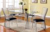 Glass Top & Silver Tone Metal Base Dining Table w/Options