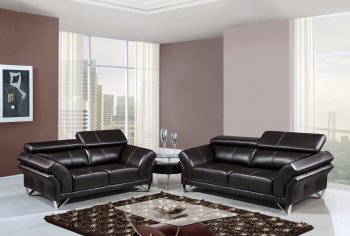 U7590 Sofa in Walnut Bonded Leather by Global w/Options [GFS-U7590]