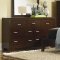 Deep Brown Finish Modern Bed w/Optional Casegoods