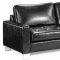 Modern Black Bycast Leather Sectional Sofa W/Button-Tufted Seats