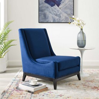 Confident Accent Lounge Chair in Navy Velvet by Modway