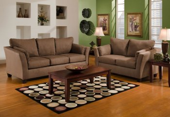 Brown Microfiber Modern Sofa & Loveseat Set w/Optional Table Set [AFS-7900-DarkBrown]