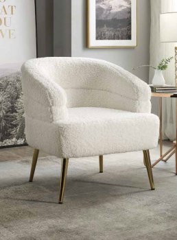 Trezona Accent Chair AC00125 in White Faux Sherpa by Acme [AMAC-AC00125 Trezona]