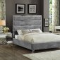 Zuma Upholstered Bed in Grey Velvet Fabric by Meridian