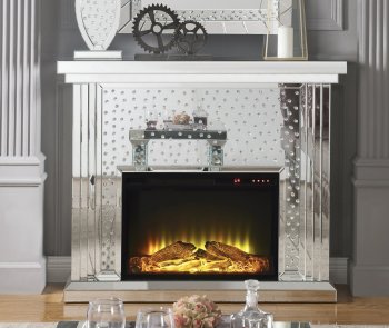 Nysa Fireplace 90204 in Mirror by Acme w/Adjustable Temperature [AMFP-90204-Nysa]