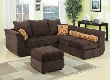 Chocolate Chenille Fabric Modern Sectional Sofa w/Options [AMSS-15230-Caisy]