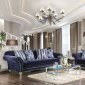 Saﬁya Sofa SM2234 in Navy Fabric w/Side Pillows & Options