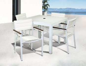 Avallon Outdoor Dining Set 5Pc in White by Bellini [BLOUT-Avallon-White 5pc]