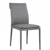 Togo Dining Chair Set of 2 in Charcoal Gray Leather by J&M