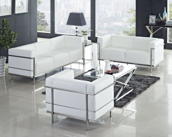 Charles Grande Sofa in White Leather by Modway w/Options [MWS-Charles Grande White]