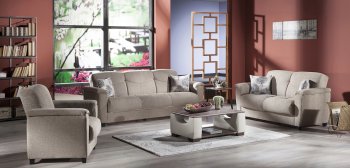 Aspen Forest Brown Sofa Bed Set in Fabric by Istikbal [IKSB-Aspen Forest Brown Set]