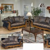 Multi-Tone Fabric Classic Sofa & Loveseat Set w/Optional Items