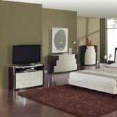 Beige & Wenge Two-Tone Finish Modern Bedroom w/Optional Items