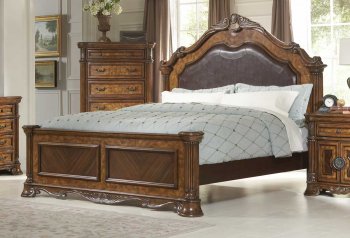 Caramel Finish Traditional Bedroom w/Subtle Gold Tipping [HEBS-1437]