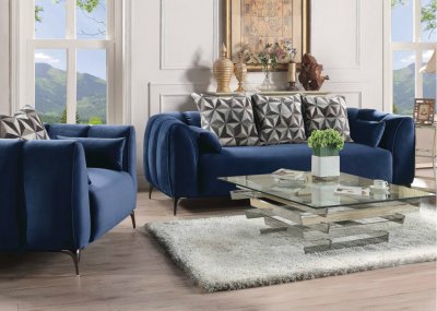 Hellebore Sofa 50435 in Blue Velvet by Acme w/Options