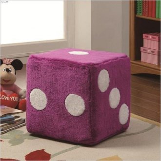 Purple & White Plush Foam Fabric Modern Ottoman