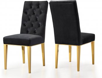 Capri Dining Chair 716 Set of 2 Black Velvet Fabric by Meridian [MRDC-716 Capri Black]