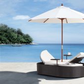 Black & White Modern Outdoor Beach Bed w/Umbrella