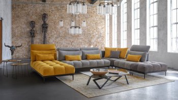 Display Sectional Sofa in Grey & Yellow Fabric by VIG [VGSS-Display Grey Yellow]