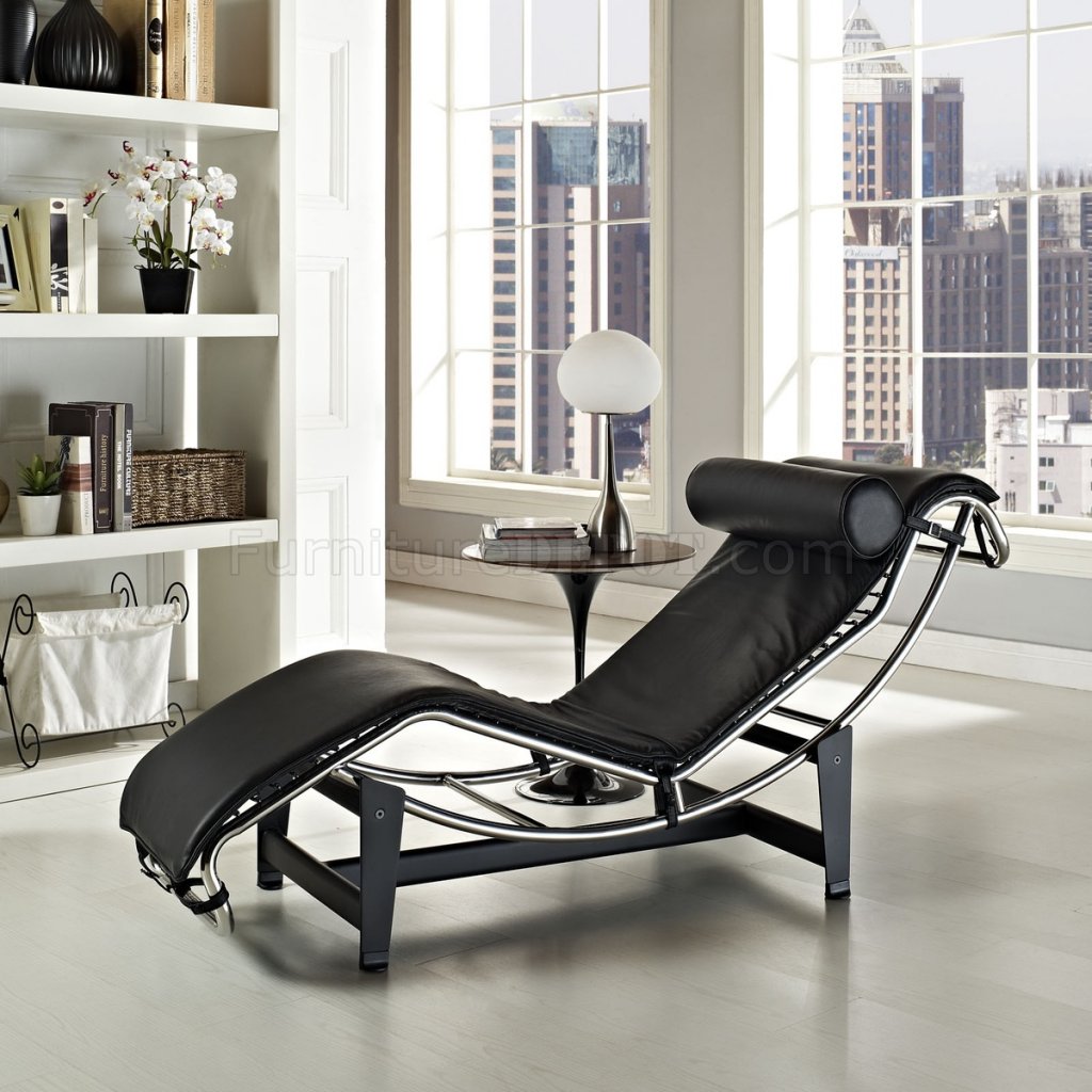 Charles Chaise Lounge Eei 129 Blk In Black Leather By Modway 3067