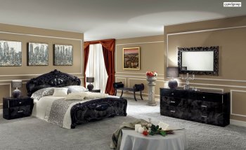 Black Finish Classic Moda Bedroom by ESF w/Optional Casegoods [EFBS-Moda-Composition 3]