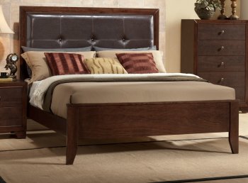 B201 Bedroom Set in Brown Cherry w/Faux Marble Top Casegoods [EGBS-B201-B205]