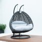 Wicker Hanging Double Egg Swing Chair ESCCH-57LGR by LeisureMod