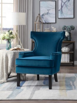 Lapis Set of 2 Accent Chairs 1190BU in Blue Velvet - Homelegance [HEAC-1190BU-Lapis]