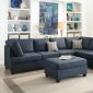 F6989 Sectional Sofa in Dark Blue Fabric by Boss