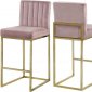 Giselle Counter Stool 781 Set of 2 Pink Velvet Fabric -Meridian