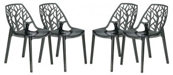 Cornelia Set of 4 Dining Chairs C18TBL in Black by LeisureMod [LMDC-C18TBL-Cornelia Black]