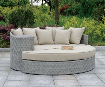 Calio Outdoor Patio Sofa & Ottoman Set CM-OS1844GY in Gray [FAOUT-CM-OS1844GY-Calio]