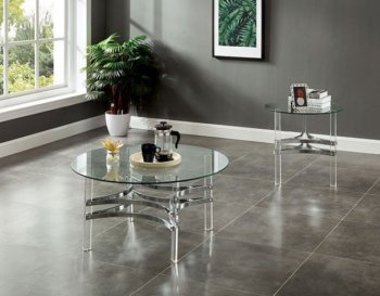 Tirso 3Pc Coffee & End Table Set CM4350 in Chrome [FACT-CM4350-Tirso]