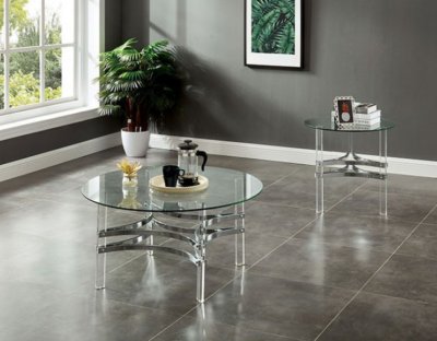 Tirso 3Pc Coffee & End Table Set CM4350 in Chrome