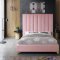 Via Upholstered Bed in Pink Velvet Fabric by Meridian