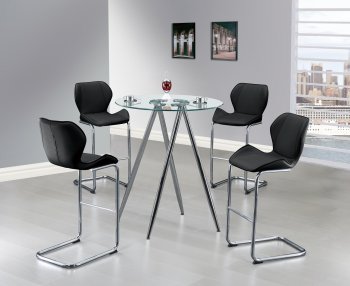 D1503BT Dining 5Pc Set by Global w/Glass Top & Black Chairs [GFDS-D1503BT-D1446BS-BL]