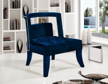 Tribeca Accent Chair 546 in Royal Navy Blue Velvet by Meridian [MRCC-546Navy-Tribeca]