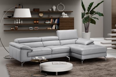 Liam A973b Sectional Sofa in Light Grey Premium Leather by J&M