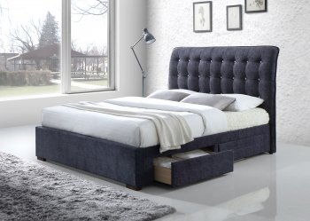 Drorit Upholstered Bed 25680 in Gray Fabric by Acme w/Storage [AMB-25680-Drorit]