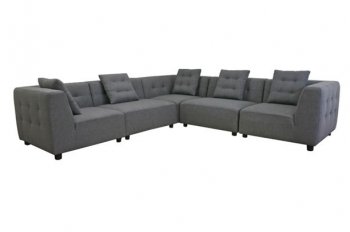 Grey Fabric Modern Modular Sectional Sofa w/Black Wood Legs [WISS-Alcoa]