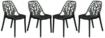 Cornelia Set of 4 Dining Chairs CL18SBL in Black by LeisureMod [LMDC-C18SBL-Cornelia Solid Black]