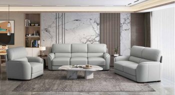 Edrice Sofa LV02200 in Ice Gray Leather by Mi Piace w/Options [MPS-LV02200 Edrice]