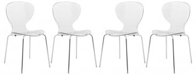 Oyster Set of 4 Dining Chairs OC17CL in Clear by LeisureMod