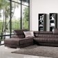 Brown Fabric Modern Sectional Sofa w/Adjustable Headrest