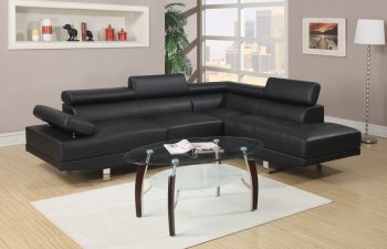 F7310 Sectional Sofa by Boss in Black Leatherette [PXSS-F7310]