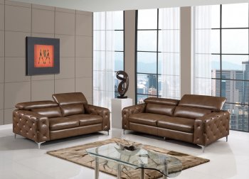 U8050 Sofa in Walnut Bonded Leather by Global w/Options [GFS-U8050]