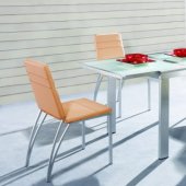 Silver Modern Dinette with Extendable Frosted Glass Top