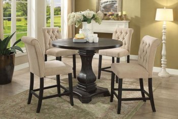 Nerissa 5Pc Counter Ht. Dining Table CM3840RPT in Antique Black [FADS-CM3840RPT-CM3564PC]