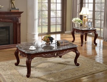 Bellini 254 Coffee Table in Rich Cherry w/Marble Top & Options [MRCT-254 Bellini]